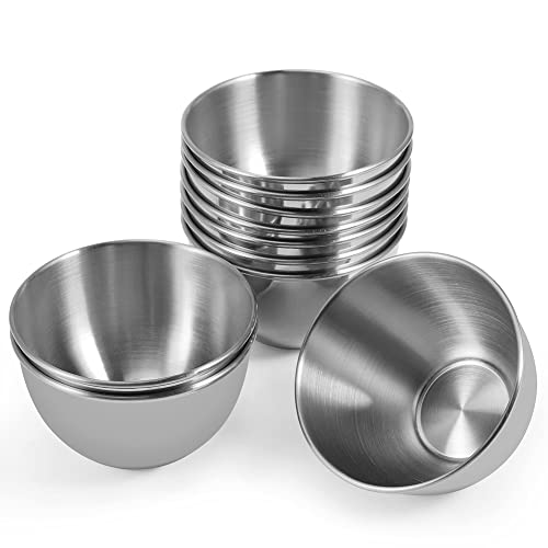 10 Pack 3.3inch Stainless Steel Sauce Dishes Mini Individual Saucers Bowl Round Seasoning Dishes Sushi Dipping Bowl Appetizer Plates, Sliver - color: Sliver x 10