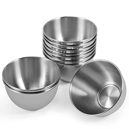 10 Pack 3.3inch Stainless Steel Sauce Dishes Mini Individual Saucers Bowl Round Seasoning Dishes Sushi Dipping Bowl Appetizer Plates, Sliver - color: Sliver x 10