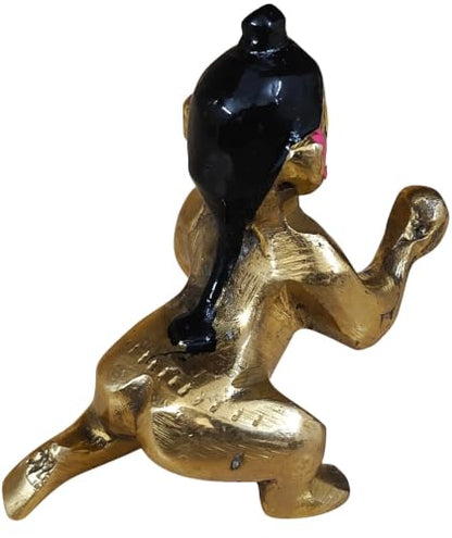 Ladoo Gopal Brass Murti | 3 Inches Small Bal Krishna Idol in Solid Brass | Handcrafted Baby Gopal Statue for Home Mandir, Puja Room, Gifting & Janmashtami - size: Ladoo Gopal-B