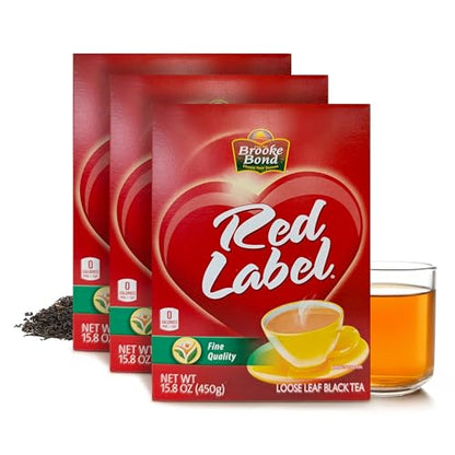 Red Label Tea by Brooke Bond | Loose Tea | Black Tea | Compatible for Chai & Milk | Premium Blend | Refreshing Taste | 450 Grams (Pack of 3) - size: 450 Grams (Pack of 3)
