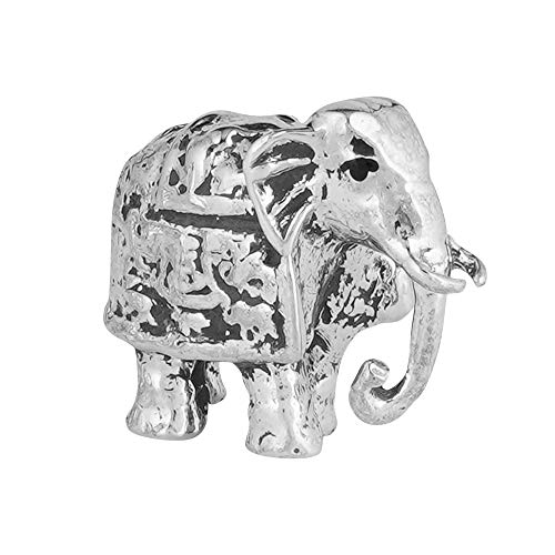 DHRUVS COLLECTION 925 Pure Silver Solid Elephant in Oxidized Finish for Home Temple, Divine God Idol for Pooja Room, Laxmi Ganesh Statue for Gift, Good Luck Gift (15 Gram)