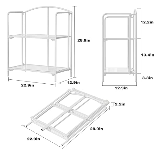 Crofy 2-Tier Foldable Bookshelf, White Frame & Transparent Shelves - color: White Frame & Transparent Shelf, size: 2 Tier