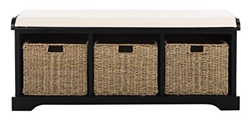 SAFAVIEH Furniture - Lonan Storage Bench - Black - Solid Wood - Farmhouse Lift-Top Design - Ideal for Entryway, Living Room, Hallway, 18" Seat Height (AMH5733E) - color: Black