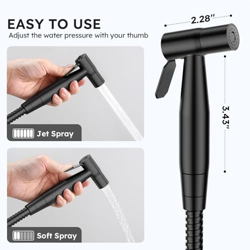 Arofa Black Handheld Bidet Sprayer, Bidet Attachment for Toilet, 2 Pack - color: Black, size: 2 Pack