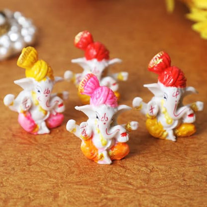 Desi Favors Small Ganesha Idol | Small Statue Hindu Lord Ganesha Figurine for Car Dashboard, Temple & Home Decor Diwali Gifts | Indian God Figurine Mandir Pooja Wedding Gift, 2.3x1.9 Inch (Pack of 4) - style: Small Ganesha Idol