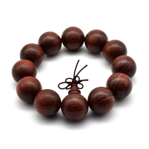 Zen Dear Unisex Natural African Blood Red Sandalwood Bracelet Prayer Beads Tibetan Buddhism Meditation Mala Bead Necklace Yoga - style: 20mm 12 Beads