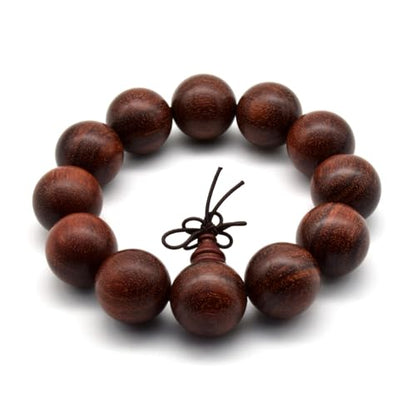 Zen Dear Unisex Natural African Blood Red Sandalwood Bracelet Prayer Beads Tibetan Buddhism Meditation Mala Bead Necklace Yoga - style: 20mm 12 Beads
