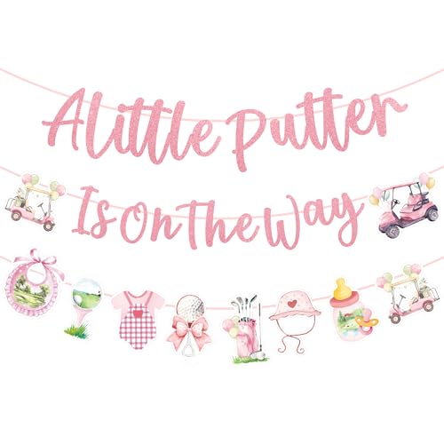 Golf Baby Shower Decorations, A Little Putter Banner Set for Girl - color: Pink Golf Baby Shower