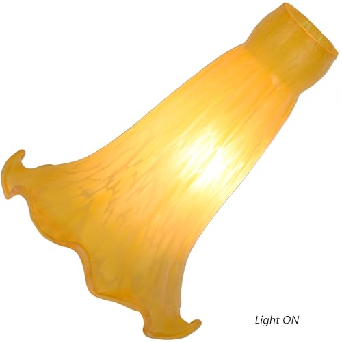 Bieye LS98S Lily Flower Blown Glass Lampshade (Yellow, Opening I.D. 0.87" x O.D. 1") - color: Yellow, size: Small I.D. 0.87" x O.D. 1"