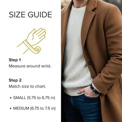 Mens Beaded Bracelets, Cross Bracelet for Men with Hematite Black Obsidian Lava Stone Triple Protection Bracelets for Men - size: Small, style: Lion