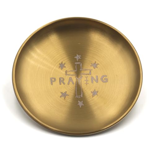 Gold Offering Prayer Ritual Bowl Plate Great for Altar,Meditation,Incense Sticks, smudging, Candle,Crystal,Jewelry,Yoga Use （Praying） - style: Praying