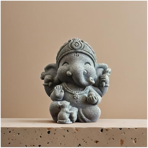 livelyfish Small Elephant Statue Sandstone Figurine Hindu Meditation Buddha Sculpture for Fish Tank Aquarium Decoration (A) - color: A
