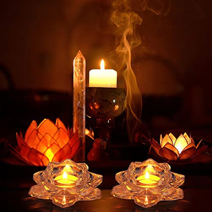 Meekoo 12 Pcs Lotus Crystal Tealight Candle Holders for Wedding Party