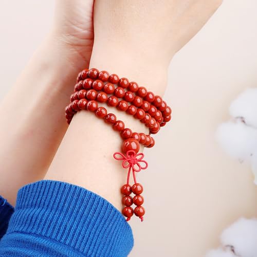AD Beads 6mm 8mm 108 Prayer Mala Jasper Elastic Bracelet - Handmade Yoga Meditation Healing Power Energy Gifts for Unisex Adult. - color: Red Jasper(Calming)