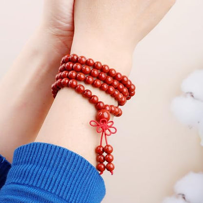 AD Beads 6mm 8mm 108 Prayer Mala Jasper Elastic Bracelet - Handmade Yoga Meditation Healing Power Energy Gifts for Unisex Adult. - color: Red Jasper(Calming)