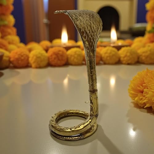Brass Lord Shiva Sheshnaag Maharaj Idol | 11" Inch Handcrafted Shiva Nagaraj Naag Devta Statue | Divine Brass Sheshnaag Maharaj Murti for Temple, Pooja, Home Décor & Spiritual Gift Showpiece