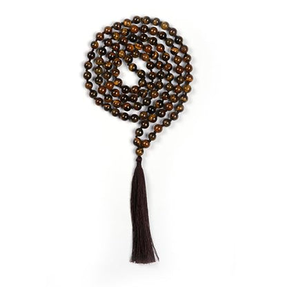 108 Bead Tiger Eye Japa Mala Necklace 8mm for Meditation & Yoga