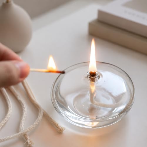 10 Pieces Glass Tube Holder Wick Replacement Cotton Torch Wicks with Glass Tube Holder and Oiling Funnel for Small Oil Lamp Alcohol or DIY Oil Lamps Burner - color: 10 Pieces