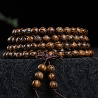 Zen Dear Unisex Natural Tigerwood Mala Beads Buddhist Prayer Bracelet Link Wrist Necklace Chain Beads - style: 6mm 108 beads