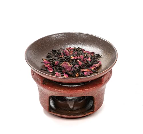 Ceramic Herb Burner Kit, High-Fired Aromatherapy Burner Set - color: Reddish Brown