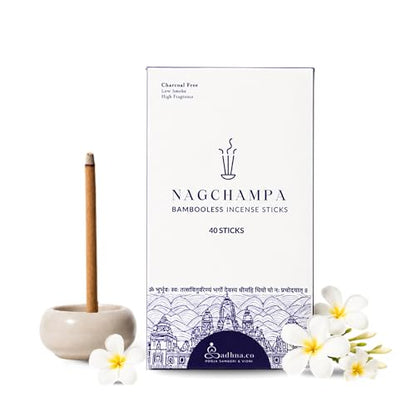 Bambooless Incense Sticks | Natural Agarbatti for Pooja, Meditation & Relaxation | Chemical-Free, Long-Lasting Fragrance | 40 Sticks Per Pack (Nagchampa)