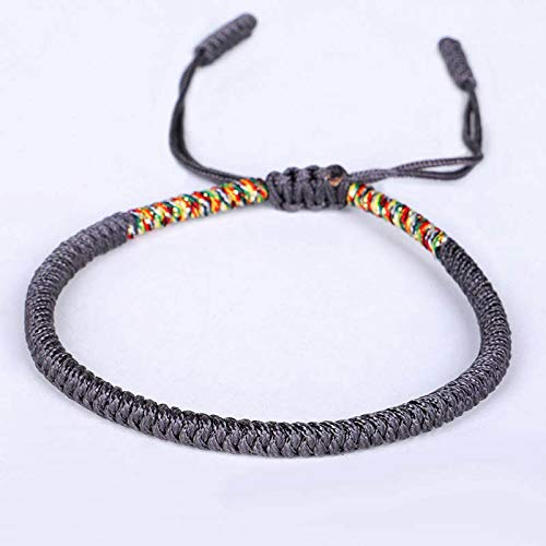 COLORFUL BLING Handmade Weave Tibetan Buddhist Woven Knots Bracelets Mens Womens Lucky Red String Bracelets for Protection Jewelry - color: 4pcs rose