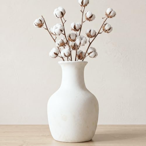 Large Handmade Retro White Ceramic Vase, Height 10.2 inches, Decorative Vase - color: 10.2"h-vintage White