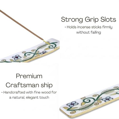 Bless-International Traditional-Handmade-Burner Wooden-Incense-Stick-Holder Ash-Catcher-Stand for-Aromatherapy-Meditation-Yoga (Inner Peace) 10 Inches, Pack of 2 - color: Inner Peace,10 Inch, size: Two Holders