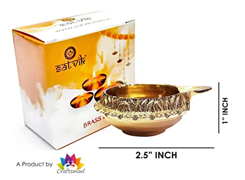 Satvik 8 pc Handmade Golden Engraved Kuber Diya Made of Virgin Brass. Diwali Diya Vilakku for Puja Pooja. Traditional Indian Oil Lamp. Deepawali Decoration Gift Items - style: SET OF 8