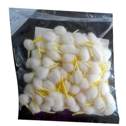 Raw Cotton Chandan Tip Wicks Hand Made Round Shape Diya Batti Ghee Wick Phool Batti for Puja Long Diya Jyot Rui Batti Deepam Vattulu Pooja Articles - Cotton Pack of 500 Pieces