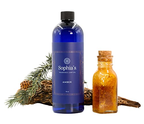 Sophia's Amber Fragrance Lamp Oil Refills, Effusion Lamp Fragrance Oil for Redolere Lamps, Scented Lamp Oil for Fragrance Lamps, 16 Fluid Ounces of Catalytic Scented Oil Made in USA - color: Amber