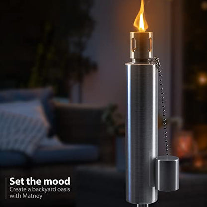 Matney Stainless Steel Outdoor Torches, 5 Ft (4 Pack, Barrel) - size: 4 Pack, style: Barrel