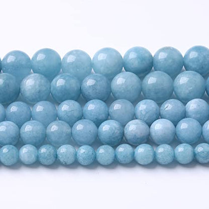 90PCS 8MM Blue Aquamarine Jade Loose Beads for Jewelry Making DIY Bracelet 2 Strands - color: Aquamarine Jade, size: 8mm (2 strands)