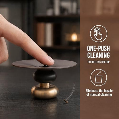 Metal Incense Holder, One - Press Eject Brass Stick Burner and Cone - color: Rose-brown