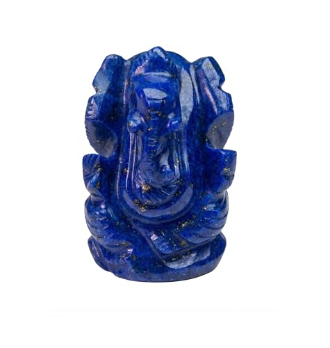 Lord Ganesha Statue Sculpture (1.5 inch) - Natural Lapis Lazuli Stone Ganesh Sculpture, Beautiful Lapis Lazuli Ganesh Idol, Pocket Ganesh Statue - color: Lapis Lazuli Ganesh