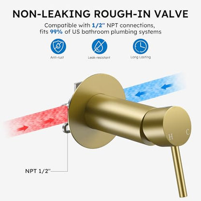 Arofa Built-in Hot and Cold Bidet Sprayer, Warm Water Bidet, Brushed Gold - color: Gold, size: Built-in Hot & Cold Water Modes-Round
