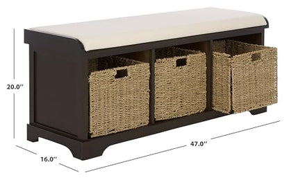 SAFAVIEH Furniture - Lonan Storage Bench - Dark Chocolate - Solid Wood - Farmhouse Lift-Top Design - Ideal for Entryway, Living Room, Hallway, 18" Seat Height (AMH5733F) - color: Dark Chocolate