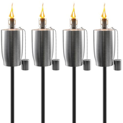 Matney Stainless Steel Outdoor Torches, 5 Ft (4 Pack, Cylinder) - size: 4 Pack, style: Cylinder