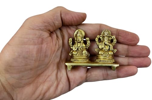 Divine Lakshmi Ganesha Small Brass Statue - Divine Décor, 3-inch Handcrafted Hindu Sculpture for Home Altar and Spiritual Spaces - size: Lakshmi Ganesha - B