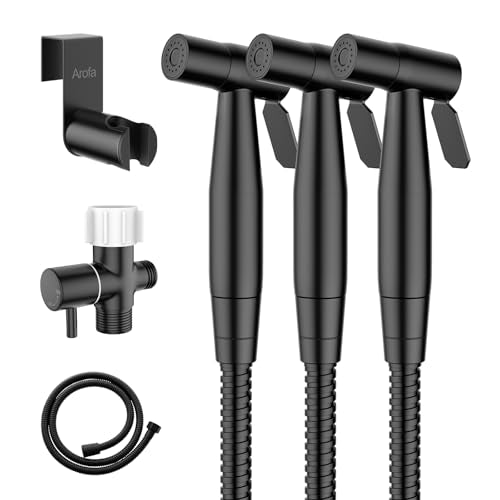 Arofa Black Handheld Bidet Sprayer, Bidet Attachment for Toilet, 3 Pack - color: Black, size: 3 Pack