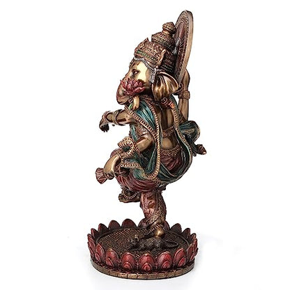 Veronese Design 8 1/4 Inches Dancing Ganesha Hindu God Idol Cold Cast Resin Statue Bronze Finish