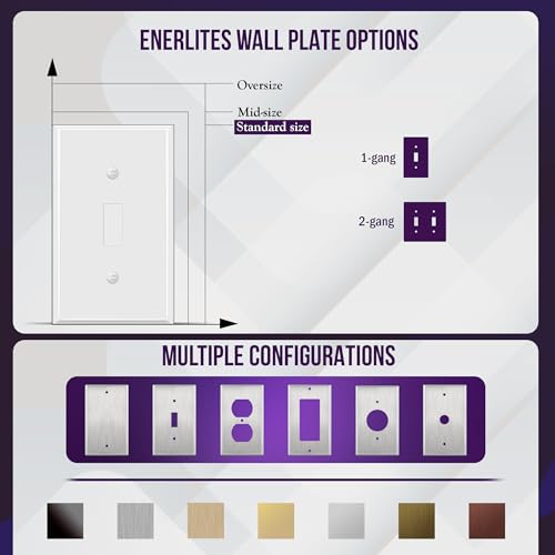 ENERLITES Toggle Light Switch Metal Wall Plate, 1-Gang, White Matte - color: White Matte, size: Standard Size