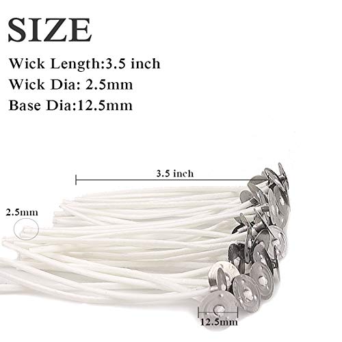 EricX Light 100pcs Candle Wick,3.5" Pre-Waxed Cotton Core for Candle Making - size: 3.5 inch