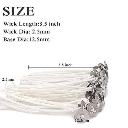 EricX Light 100pcs Candle Wick,3.5" Pre-Waxed Cotton Core for Candle Making - size: 3.5 inch
