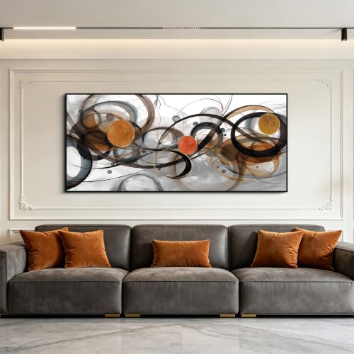 XLSJERST Abstract Canvas Wall Art Orange Picture for Living Room Wall Decor - color: Black and grey brown, size: 70"L x 31"W