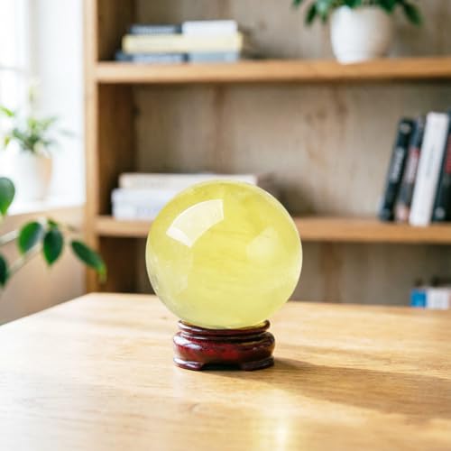 1.6-2 inch Natural Citrine Crystal Ball with Stand, Hand Polished Yellow Quartz Sphere, Reiki Healing Crystal Sphere, Energy Balancing Stone Crafts, Feng Shui Home Desktop Ornament - color: Citrine, size: 40-50mm