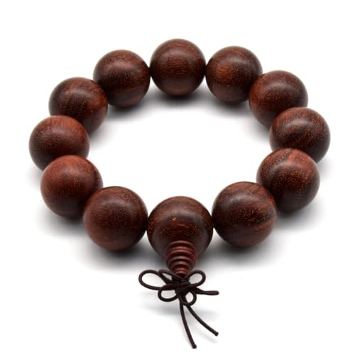 Zen Dear Unisex Natural African Blood Red Sandalwood Bracelet Prayer Beads Tibetan Buddhism Meditation Mala Bead Necklace Yoga - style: 20mm 12 Beads