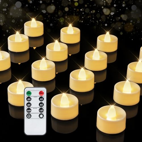 BEICHI 12Pcs Flameless LED Tea Lights with Remote & Timer,Ivory Base,400Hrs - color: Warm White Light, Ivory Shell, size: 12-Pack