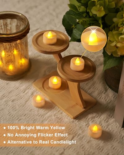 BEICHI Flameless Candles, 24Pack Battery Operated Candle, LED Tea Lights Candles Battery Operated, Flickering Fake Votives for Wedding Halloween Christmas Diwali- Warm Yellow - color: Warm Yellow Light, White Shell, size: 24-Pack
