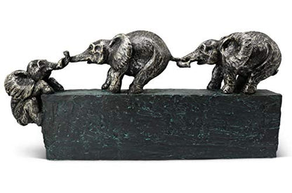 Vaudagio Sculpture Family Elephant Decor [17" Long] Large Elephant Statue
